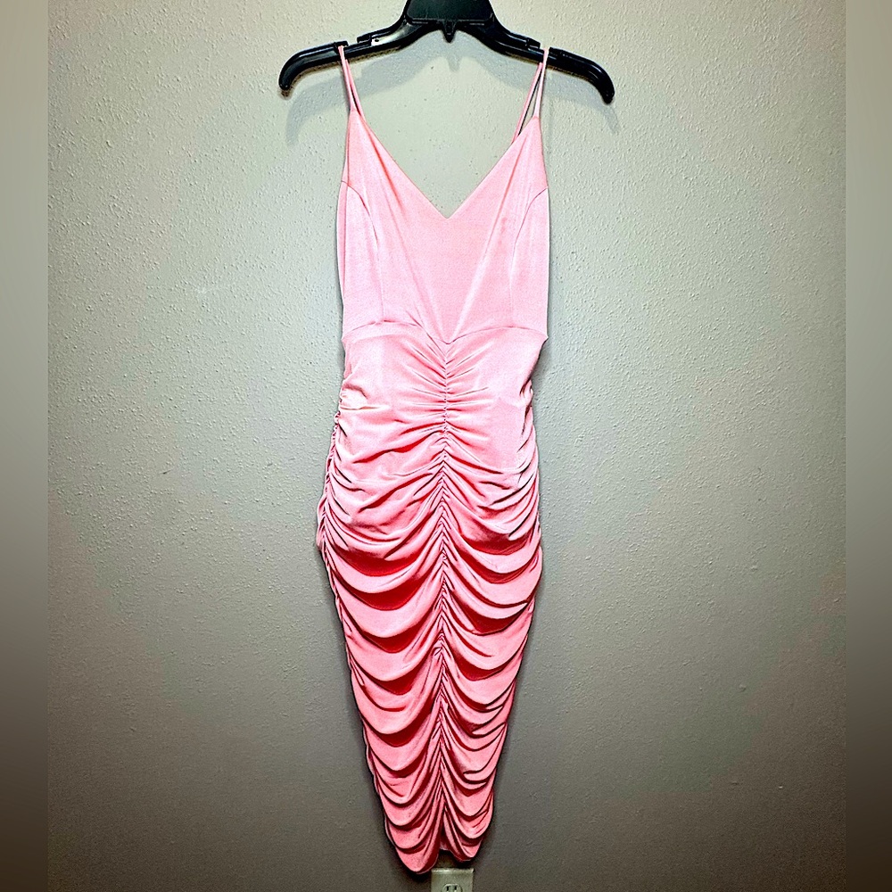 Elegant Peach Ruched Dress